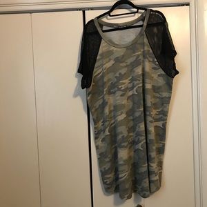 Camo Dress with Mesh Sleeves